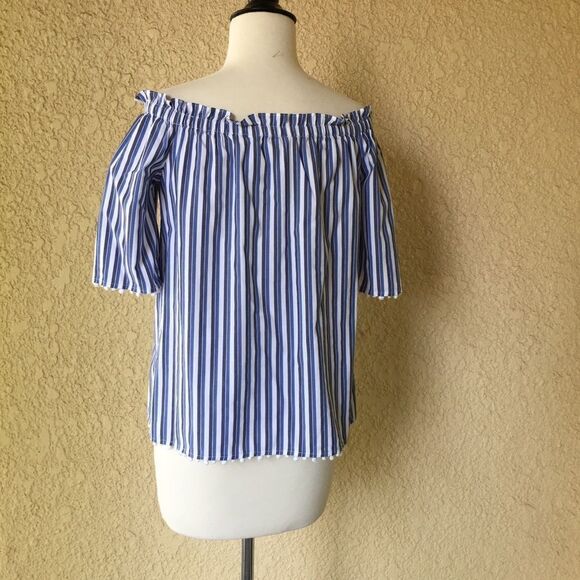 Trina Turk Striped Off the Shoulder‎ Top S - Picture 3 of 8
